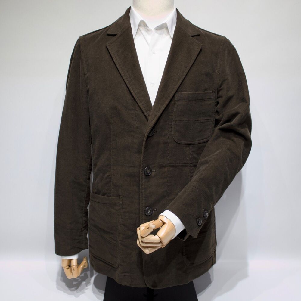 VTG Fossil Chocolate Brown 3-Button Blazer Jacket 100% Heavy Cotton Men Size M